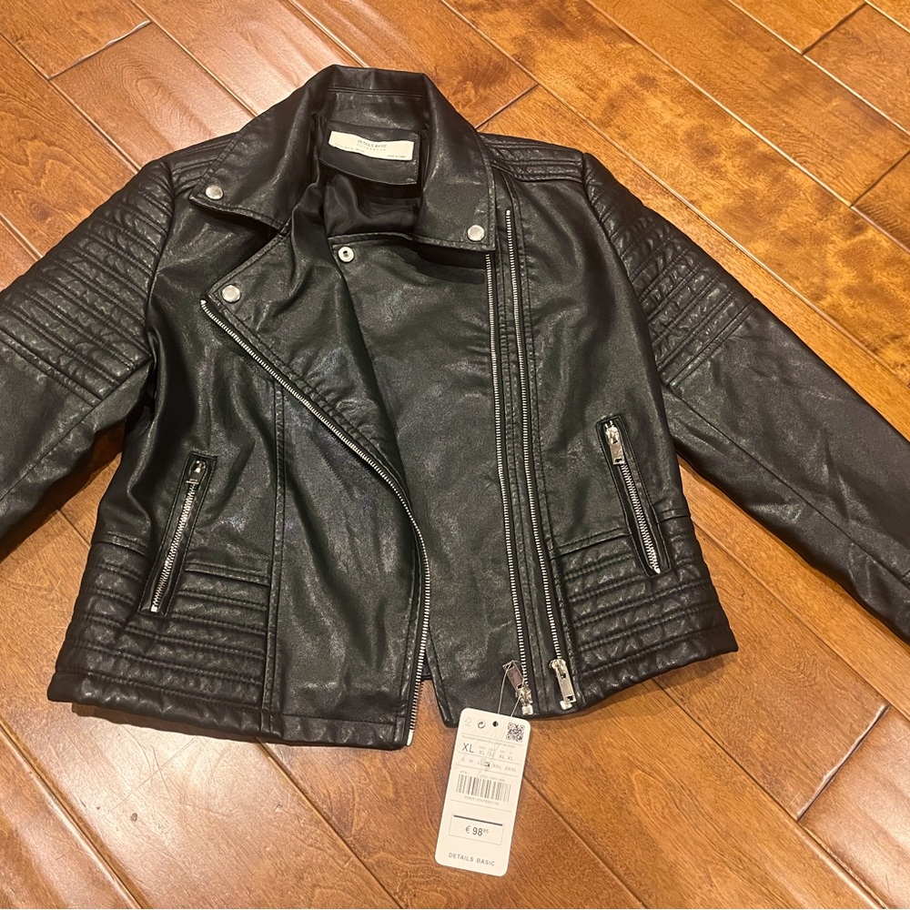 Brand new with tags, faux leather Moto jacket. Tag size XL but like 8-10 women's